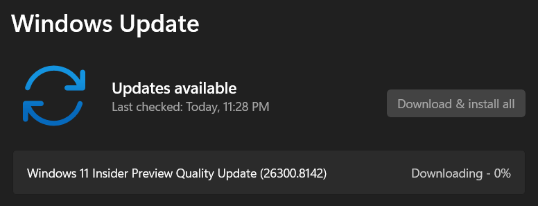 ErikMoreau's tweet photo. #Flighting Windows 11 Build 26300.8142 in the #DevChannel @windowsinsider @DJ_EddieL @NorthFaceHiker @JenMsft @amanda_lango @maisondasilva @megahoch @brandonleblanc @JamesvandenBerg @aavdberg #areyouflightingyet #WindowsInsiders ๐บhttps://t.co/vDUjeMLUnr https://t.co/g0lGNqVY45