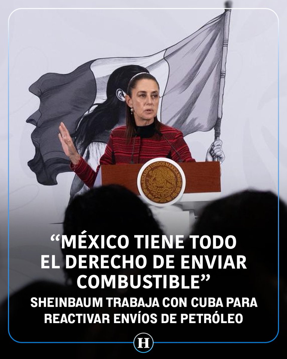 🚨 La #Presidenta <a href="/Claudiashein/">Claudia Sheinbaum Pardo</a> informó que su gobierno trabaja con #Cuba para reactivar los envíos de petróleo a la isla.

🇨🇺🇲🇽 “México tiene todo el derecho de enviar combustible, sea por razones humanitarias o comerciales, siempre cuidando que no afecte al país con aranceles”,