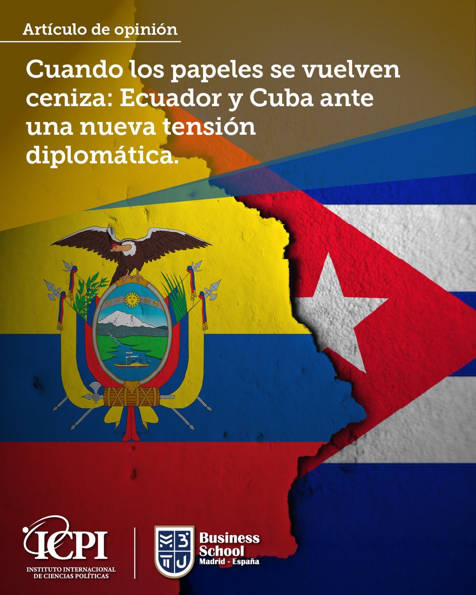 UTEG_ICP's tweet photo. Te invitamos a leer el artículo: Cuando los papeles se vuelven ceniza: Ecuador y Cuba ante una nueva tensión diplomática. 

Un análisis desde el Instituto Internacional de Ciencias Políticas de la UTEG

🔎 Léelo aquí: https://t.co/YurdPaFl2E

#Geopolítica #EconomíaGlobal #Petróleo #Análisis #UTEG