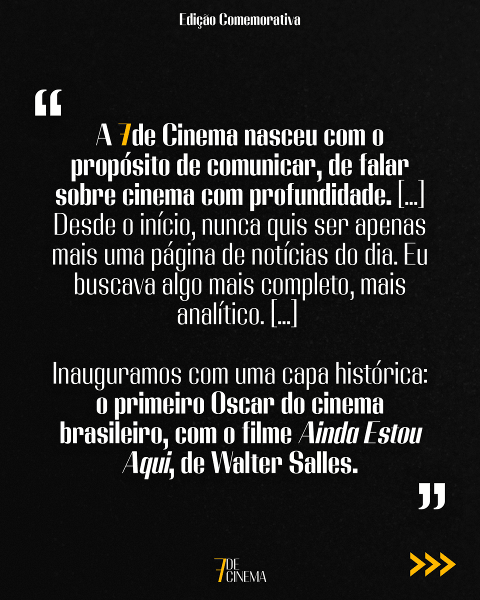 7de_Cinema's tweet photo. Hoje a 7de Cinema completa 1 ano!🎉

Celebramos este marco com uma edição comemorativa, refazendo nossa primeira revista!

Juntamente a esta edição comemorativa, temos um texto inédito sobre a origem da nossa revista, disponível na íntegra no nosso Patreon (link na bio). https://t.co/OcyzGI3z3I