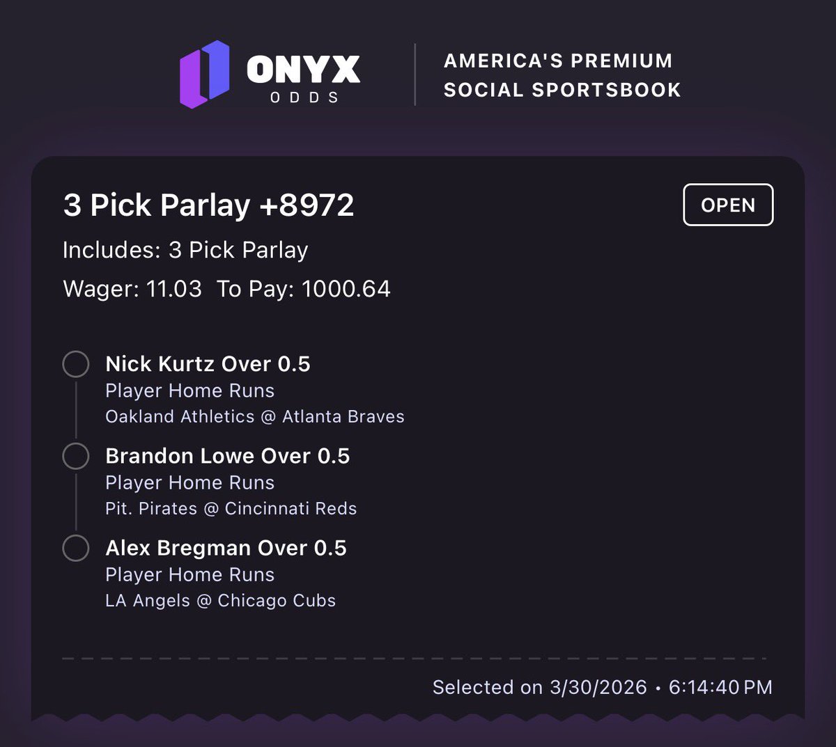 Exciting Whites 💣

• Nick Kurtz #Athletics
• Brandon Lowe #LetsGoBucs
• Alex Bregman #Cubs 

Cooked up Lowe and Bregman at the airport during my layover , blindly tailing <a href="/PropFinderApp/">PropFinder</a> on Kurtz 🔥

Code DYL <a href="/OnyxOdds/">Onyx</a> 💜