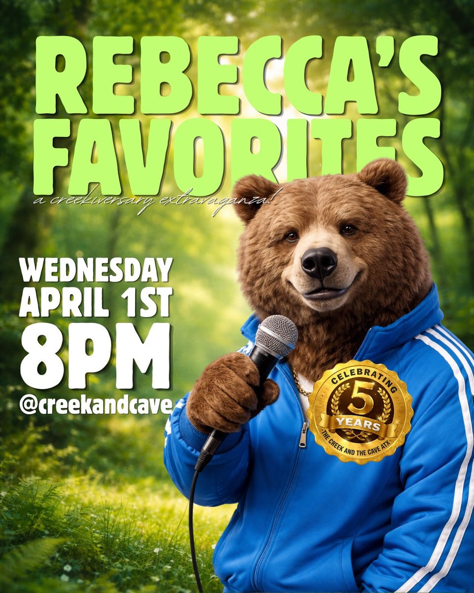 ‼️WEDNESDAY IS OUR 5 YEAR ATX BIRTHDAY AND THAT’S NOT AN APRIL FOOL’S JOKE‼️ We’re doing a Rebecca’s Favorites showcase hand-picked by .<a href="/rebelcave/">Rebecca A. Trent</a> for our 8pm show ($5 tix) PLUS free hot dogs for comics in the back starting at 7pm (until we run out!) and $5 drinks all night long