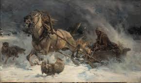 Banquozghost's tweet image. Sleigh ride in mayhem

Remnants of my sanity

Devoured by wolves

#haikuhorrorprompt #horrorprompt 

painting: Alfred von Wierusz-Kowalski