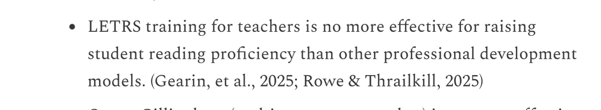 plthomasEdD's tweet photo. Fun fact: States have spent 10s of 10s of millions on LETRS training ... that scientific research shows does not raise student reading proficiency! Where is media coverage of that?

Research linked here https://t.co/SDQS8SFJDP https://t.co/cbVyiQKTir