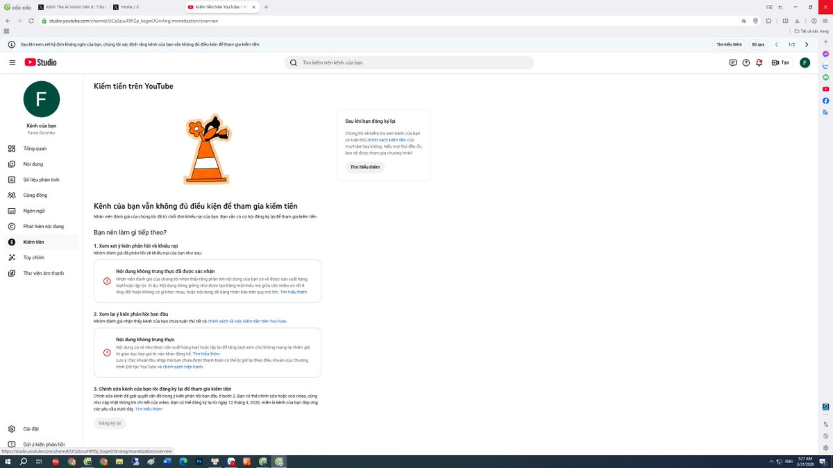 DocenkoFan82007's tweet photo. My appeal for inauthentic content was rejected even though I explained and showed my face and the full creation process in my appeal, including manual research, scripting, editing, and production.  I’m asking for a real manual review of my case.
@TeamYouTube
@YouTubeCreators https://t.co/T7pC1VZoyd