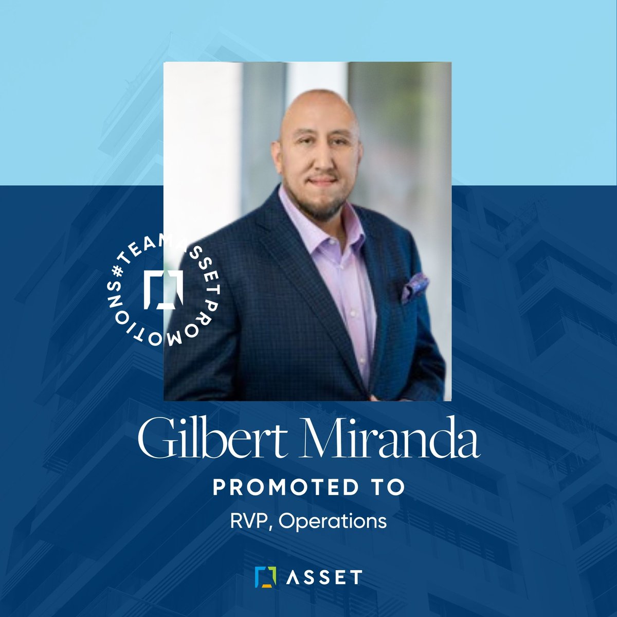 Asset_Living's tweet photo. We’re proud to announce the promotion of Gilbert Miranda to RVP, Operations within our student housing division.

Click the link in our bio to learn more about Gilbert and his journey.

#TeamAsset #propertymanagement #promotion https://t.co/4EanDeBX90