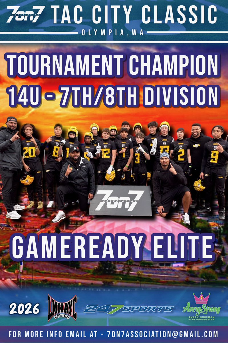 The7on7NW's tweet image. Congrats To @The7on7NW 2026 Tac City Classic (14U) Tournament Champions - @GRELITE7on7 🏈‼️

Way To Compete &amp;amp; Get Better This Weekend #Bravery #AveryStrong 🏆 

the7on7association.com
