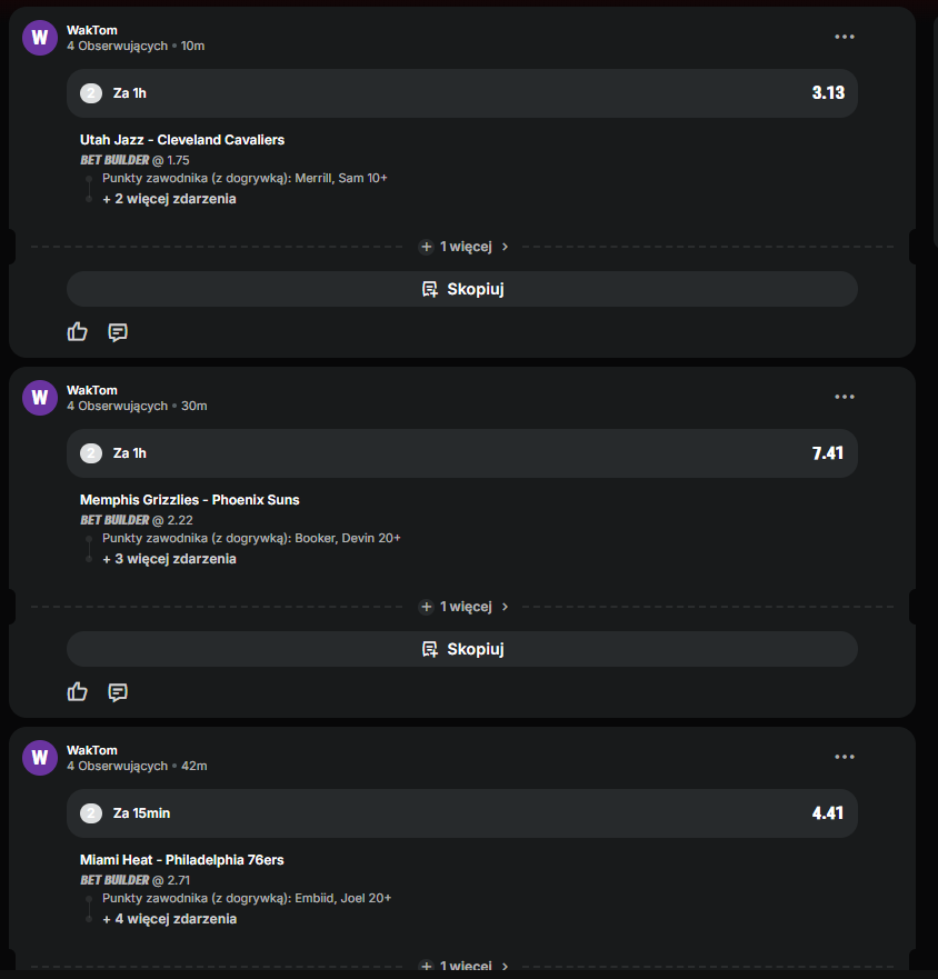 Kupony na NBA wleciały na sociala🏀:
-3.13
-4.41
-7.41

Link do mojego profilu: superbet.onelink.me/Tegf/7n2wqz97