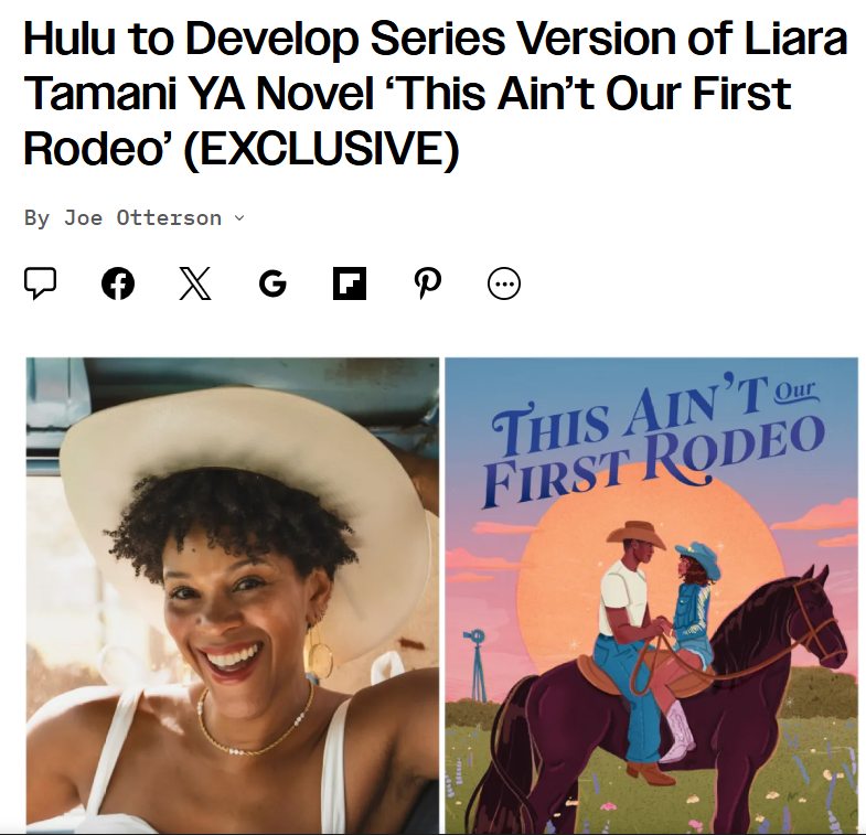 oh waiit, more diverse books on screen?! so seated for this YA books renaissance! reported in the past week, liara tamani's 2026 black young adult cowboy romance book had rights picked up by hulu to potentially turn into a tv series!! 💐🐎
