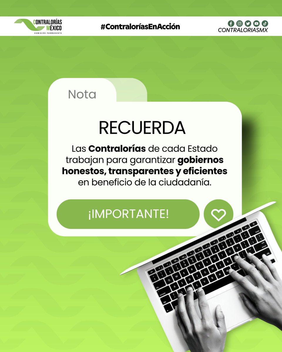ContraloriasMX's tweet photo. ¡Tu participación también cuenta para lograrlo! 💚

#ContraloríasEnAcción #Transparencia #GobiernoJusto https://t.co/kDZ6XMKyrb