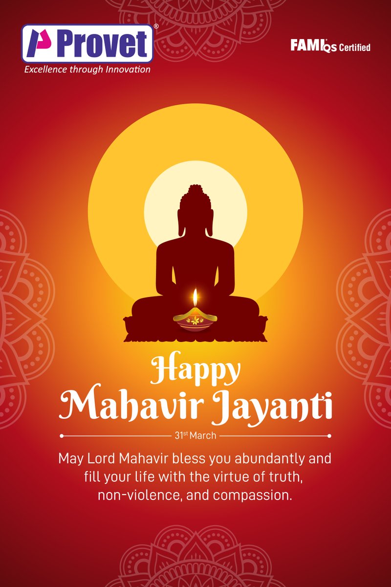 provetppl's tweet photo. HAPPY MAHAVIR JAYANTI!

May Lord Mahavir bless you abundantly and fill your life with the virtue of truth, non-violence, and compassion.

#Provet #mahavirjayanti #Ahimsa #nonviolence #peace #jainism #bhagwanmahavir #truth #innerpeace #compassion https://t.co/anyRlFdLw1