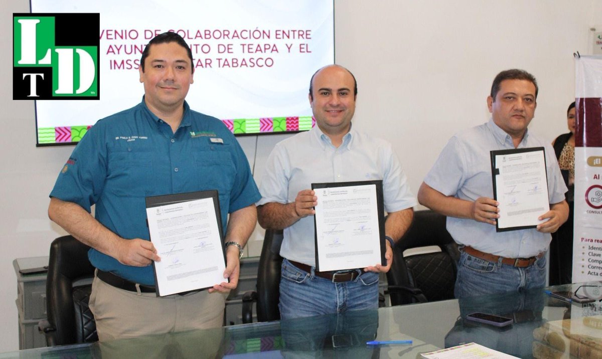 LaDenuncia_Tab's tweet photo. #En Tabasco se está trabajando
por la salud de todas y todos".

Firma el IMSS Bienestar un convenio con el Honorable Ayuntamiento para instalar un Módulo de Registro que facilitará la afiliación a #IMSSBienestar y el acceso a servicios médicos gratuitos. 
Además, se supervisó el terreno donde se tiene proyectada la construcción del nuevo Hospital General IMSS Bienestar “Nicandro L. Melo”, un proyecto que fortalecerá la atención en el municipio.

🚨Recuerda: el registro no condiciona la atención. ¡Es gratuita y universal!/ Por el Staff.
👉🏻Conoce más en: https://t.co/iwd2FmuRiI