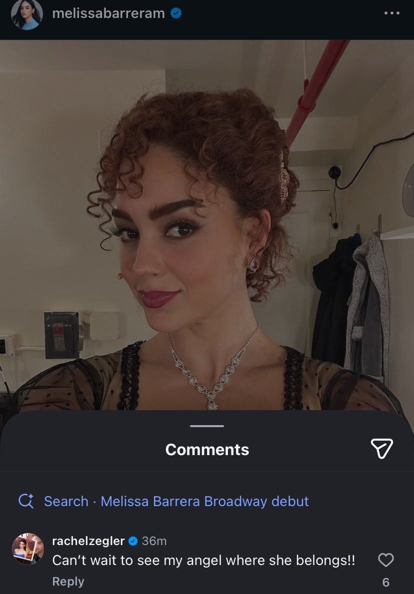 Cash12X's tweet photo. Rachel Zegler comment on Melissa post ❤️🥹 https://t.co/Laz7R4bOPi