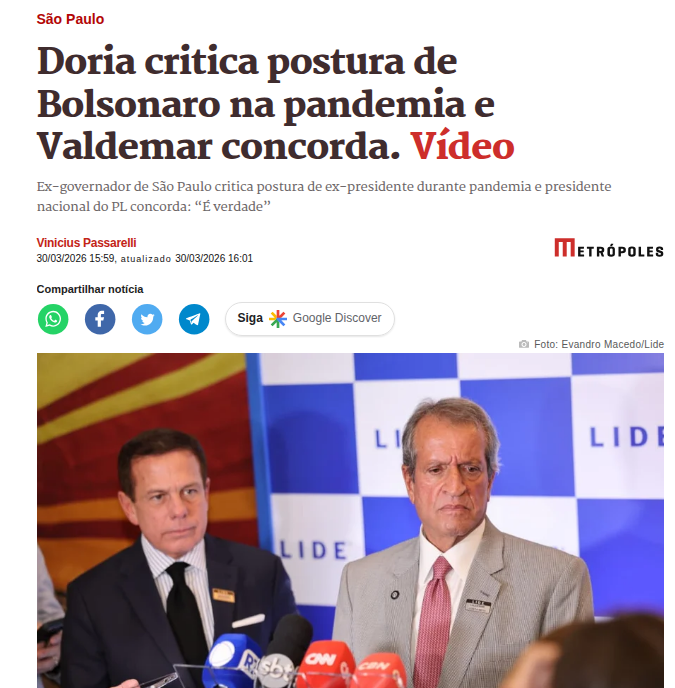 O Cabaré bolsonarista esta ruindo.
E depois do encontro fraterno entre Valdemar e o Doria, pra mim o Jair já foi descartado a algum tempo, só não contaram pra militância