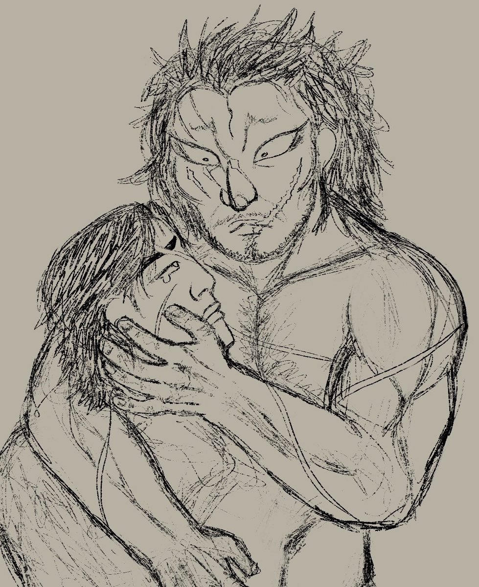 18OZSTEAK's tweet photo. i dont normally post stuff like this but i really like the posing and expressions (especially mucchan’s) despite being a doodle so hi. guy he’s holding is renshi, baki oc ♥️ #刃牙 #pt78_oc https://t.co/Nz1GcqKzfv