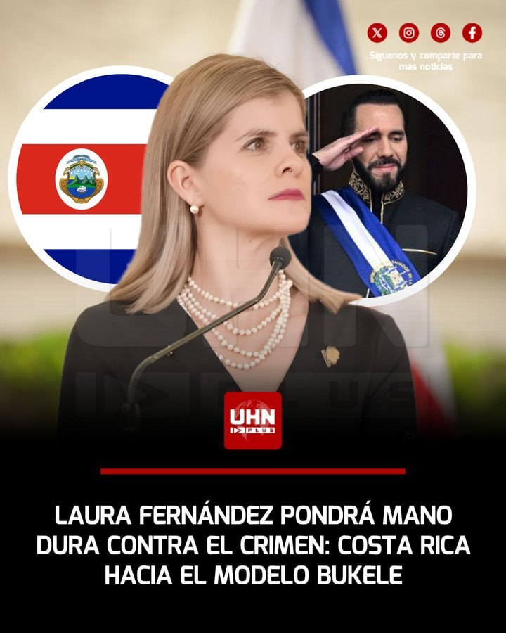 🇨🇷🇸🇻‼️ | A presidente eleita da Costa Rica, Laura Fernández, confirmou que a partir de 8 de maio sua administração adotará elementos-chave do modelo de segurança de Nayib Bukele para conter o narcotráfico.