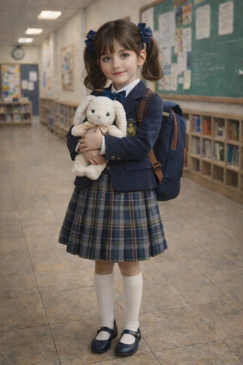 ꧁ Alessia Marianne, de seis años, en su primer día en el Liceo Louis -le- Grand, junto a su conejita de peluche "Lizzy". 

      ⊹ Recepción de primaria. París, Francia, hace 20 años.  

       ⊹  #Memories #Alessia  ꧂