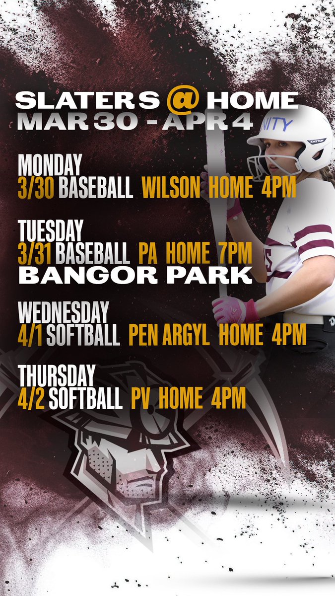 SlaterAthletics's tweet photo. This weeks home games #SlaterNation⚒️ https://t.co/xGizFfP4Lc