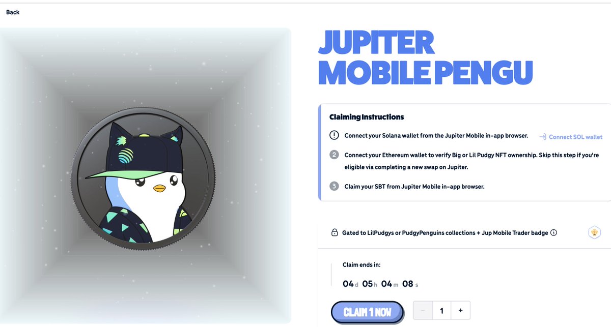 bashorunedward's tweet photo. I want you to remember that Penguin airdropped us minimum of $100 per wallet.

Jupiter mobile collaborates with penguin, 
Just mint this SBT,
You may qualify for another drop soon.

To qualify, you must have used the jup mobile app for swaps, If you haven't, You can do few swaps now and mint the SBT.

Mint here; https://t.co/40stBte2wB

This is ending on April 2nd, Hurry.

Disclaimer; This is not a paid promotion