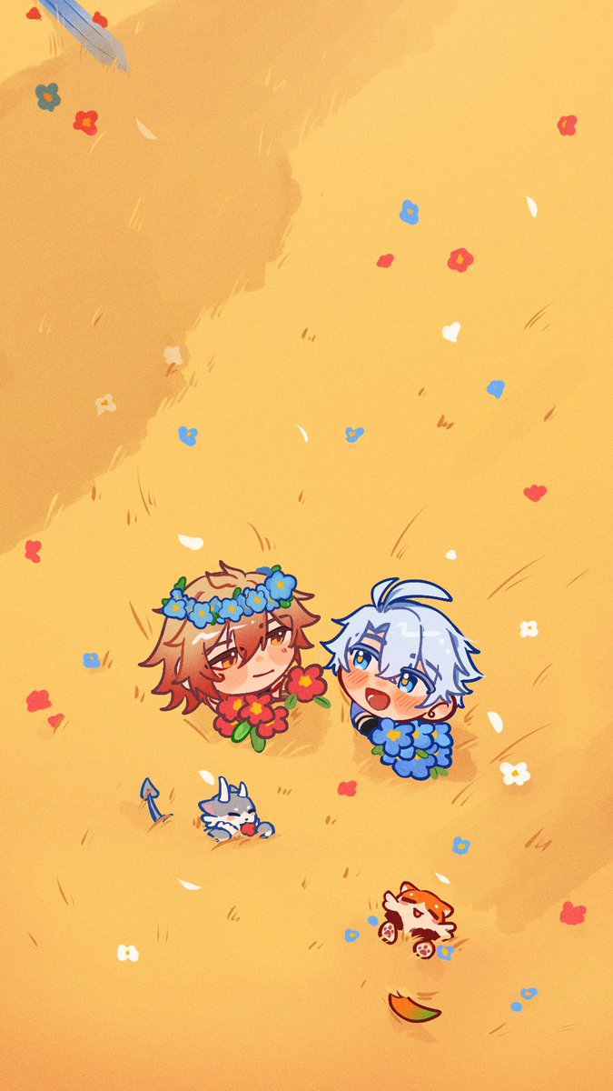 Hehe I’m finally able to share this for <a href="/botphaizine/">Agápē: A Bottom Phainon Zine</a> ! Its a small piece for a #myphai wallpaper ╰(*´︶`*)╯♡