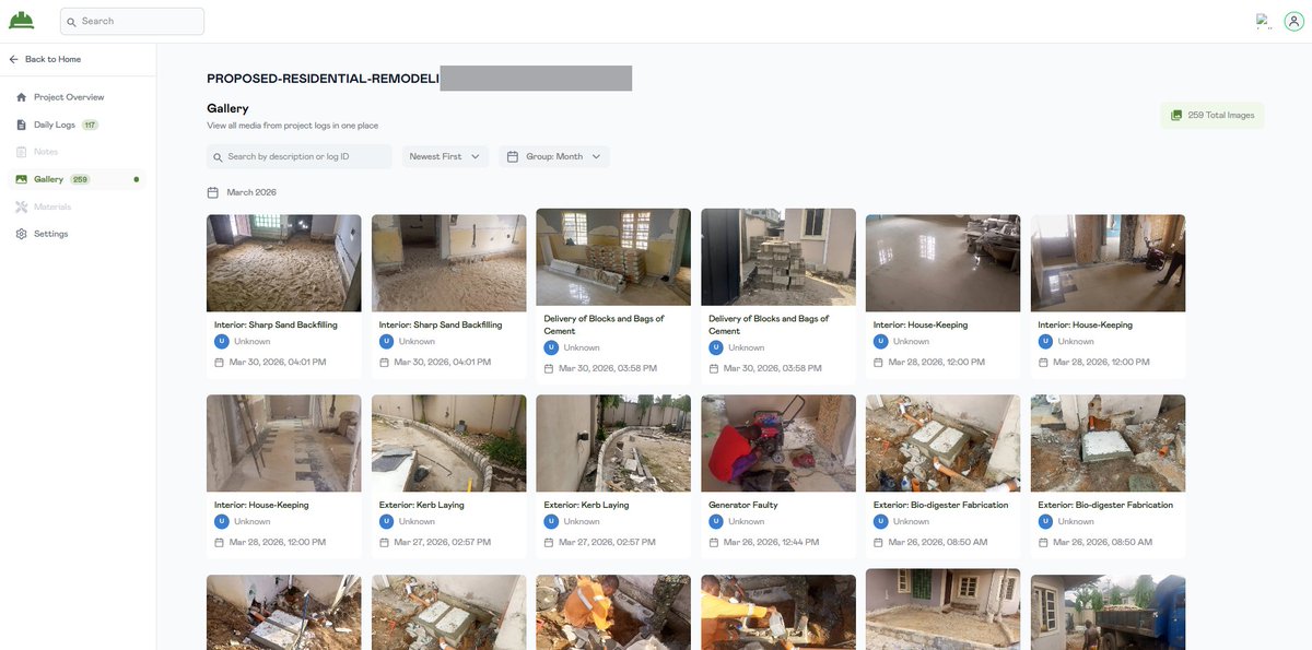 iam_xtopher's tweet photo. Construction photos don’t fail. The system around them does.

Since launching Onsite by @KleethHQ in December, my team at @blazehomesHQ has logged 2,500+ site images across 15 active projects.

All structured into timelines instead of scattered WhatsApp and Microsoft Teams threads.

Keeping up with multiple projects and syncing progress with engineers and PMs used to be chaotic.

Now it’s just… visible.

Onsite automatically turns site photos into structured project reports.

No chasing updates. No lost context. No guessing progress.

Still early, but this is already changing how we run projects internally.

Real value, delivered on live sites.