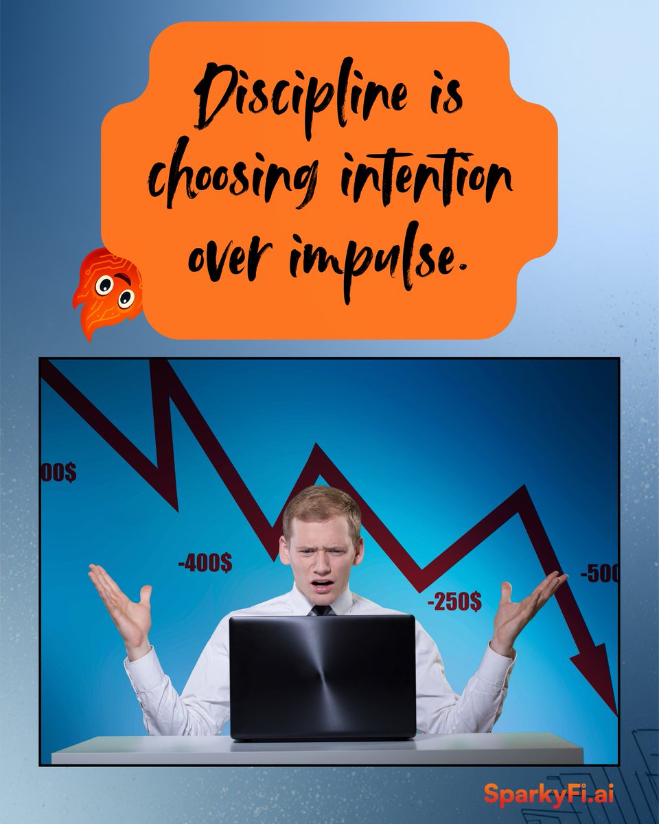 sparkyfi_ai's tweet photo. 💎 Your Daily Quote: Discipline is choosing intention over impulse.
Contemplation:
Where are you still acting on impulse?
#TradingPsychology #CryptoLeadership #SparkyFi https://t.co/35NQ7qv9hu