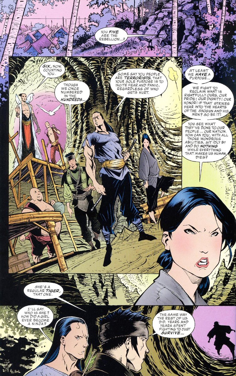 aniluojl's tweet photo. When I first read Shogun of Steel, I was really shocked. I knew this was a Superbat canon universe, but the character corresponding to Bruce here is a woman named Hana, so she should be very different from Bruce... But surprisingly, there's not much difference. She still hides in the shadows, filled with anger, and has that extreme yet lawful good core. Even the changes in her relationship with Clark aren't that different either (except that they can kiss here).