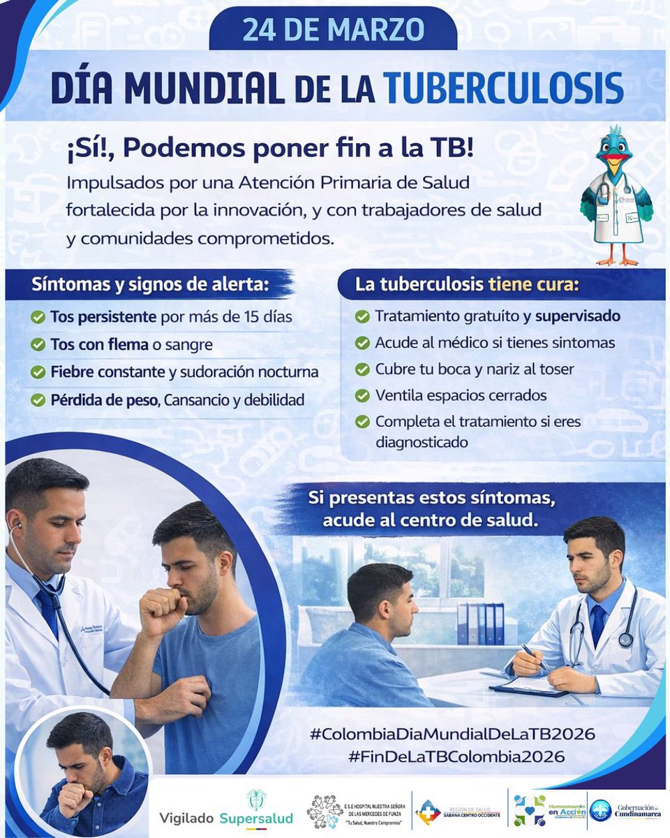 ese_las's tweet photo. 🦠💙 Día Mundial de la Tuberculosis

En la E.S.E Hospital Nuestra Señora de las Mercedes nos unimos a la conmemoración del Día Mundial de la Tuberculosis, promoviendo la prevención, detección temprana.

#DíaMundialDeLaTuberculosis #FinDeLaTB #SaludParaTodos https://t.co/9eeDtS9pG3