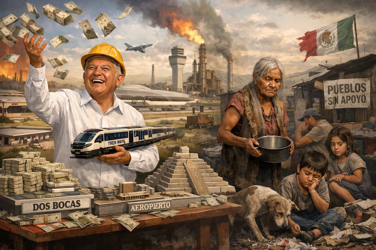 avieu's tweet photo. 🚨 #ImportanteNoOlvidar: López Obrador dejó el mayor endeudamiento en la historia de México. La deuda pública ya rebasa los 16 billones de pesos y el déficit superó el 5% del PIB en 2024. Se gastó como nunca… y ahora le heredan a Sheinbaum una bomba fiscal que pagaremos todos. https://t.co/B7xLlmM6gQ