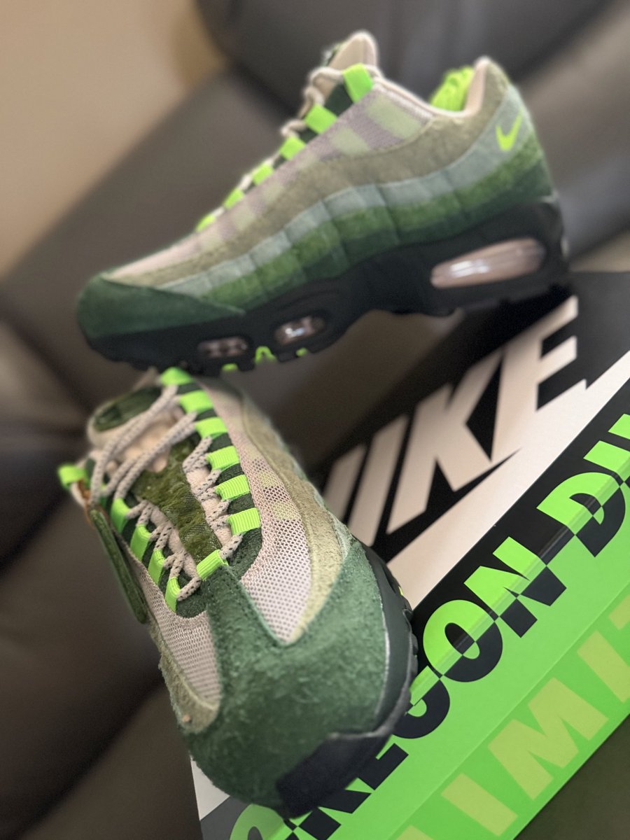 GROCABX's tweet photo. @SneakerVisionz 🗣️#NewPackageAlert🚨
#NikeAirMax95
#BigBubbleDucksOfAFeather 
#OregonDucksTheWoods https://t.co/n3CKEANWFr