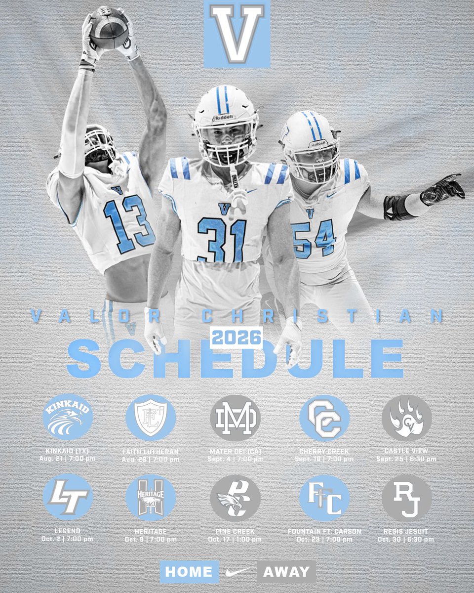 GoValorFootball's tweet image. The C.L.I.M.B. continues…

Our 2026 Schedule is here and it’s loaded with MUST-SEE FOOTBALL 💥