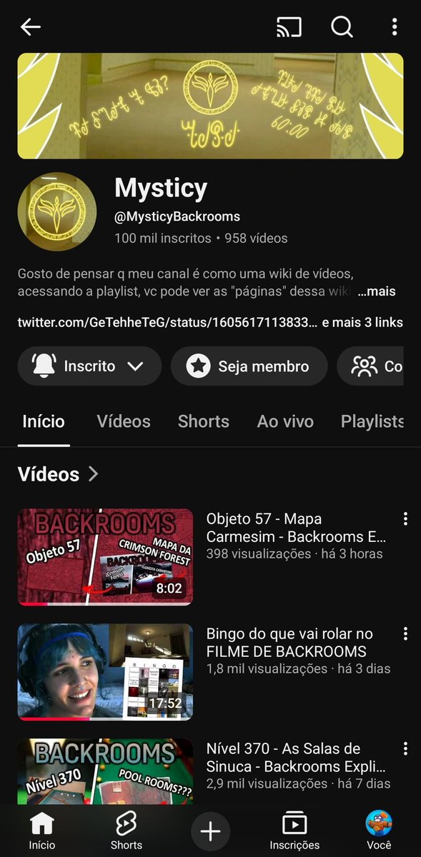 Tdaleatoriokk2's tweet photo. 🚨Incrível!: O canal "Mysticy" Conseguiu chegar aos 100k e queria compartilhar essa informação pra galera do Twitter ponto com https://t.co/njxr1j2o5x