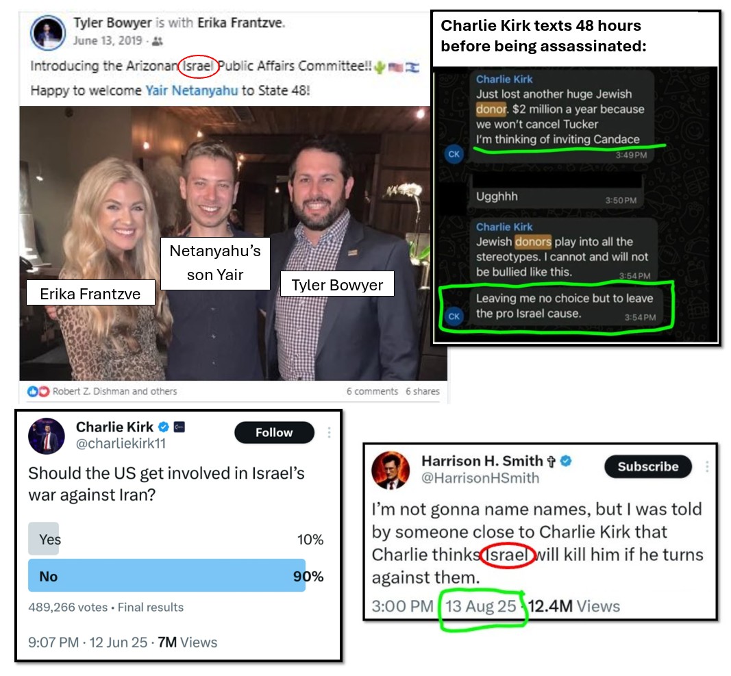<a href="/RealCandaceO/">Candace Owens</a> 🚨Charlie Kirk wanted to invite Candace to AMFEST, to join Tucker Carlson.

He wanted to transform TPUSA from a pro Israel organization, to an anti-Zionist America Only organization.

I don't think the "Arizonan Israel Public Affairs Committee" or donors were too happy about that