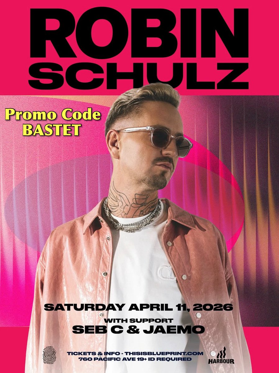BastetPromotio1's tweet photo. @robin_schulz heads to @Harbour_VanCity NEXT SATURDAY 04/11 with @SebCWestcoast and @JAEMOmusic π₯π use promo code BASTET during checkout to save! π€
ποΈ https://t.co/t3wYx3fUHr ποΈ
#BastetPromotions #RobinSchulz #SebC #JAEMO #HECC #BluePrintEvents #EDM https://t.co/erC8WuIyPL