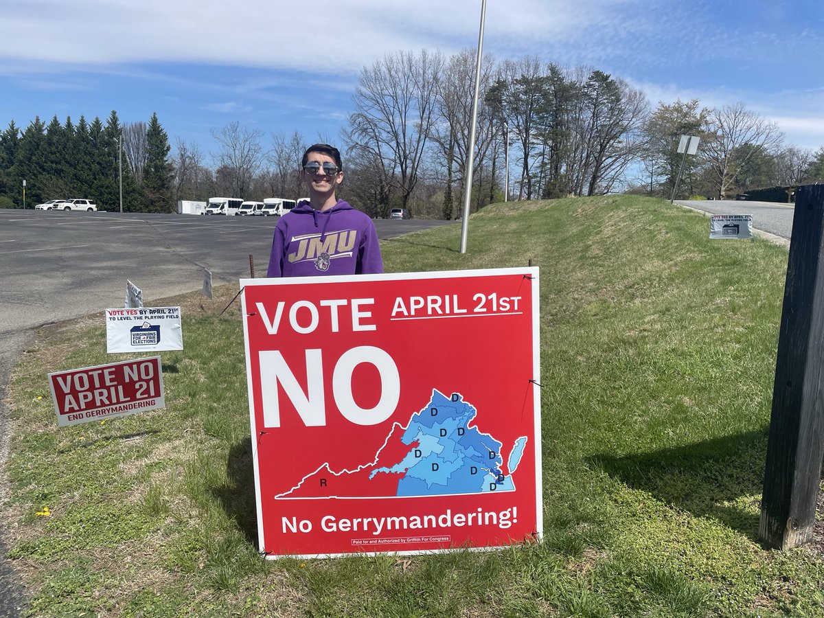 MorganGriffith's tweet photo. Team Griffith was busy this weekend dropping off Vote No signs throughout the Ninth. Be sure to follow their advice and Vote No on April 21st! @VA_forFairMaps https://t.co/4k3ytgSPh6