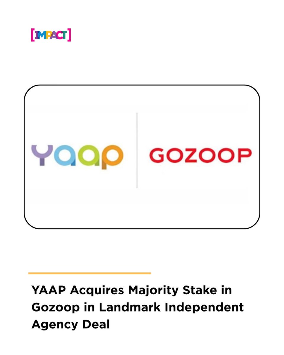 IMPACT_onnet's tweet image. YAAP completes majority acquisition of GOZOOP Group, signaling strategic expansion in India’s independent agency landscape.

Read more on - impactonnet.com/more-from-impa…

#YAAP #Gozoop #Acquisition #AgencyNews #DigitalMarketing #IndependentAgencies
