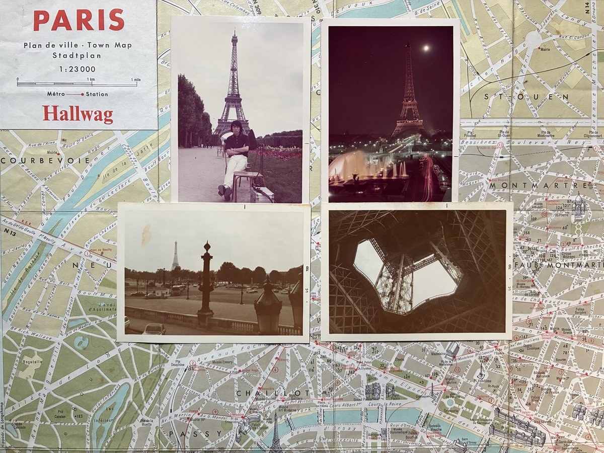 kerorin_machida's tweet image. 今日はエッフェル塔が完成した日です。画像は１９７２年私がヨーロッパ一人旅で行った時のエッフェル塔前にての記念写真です。　＃町田忍　＃パリ　＃エッフェル塔　＃一人旅　＃海外旅行　＃フランス　庶民文化研究所。