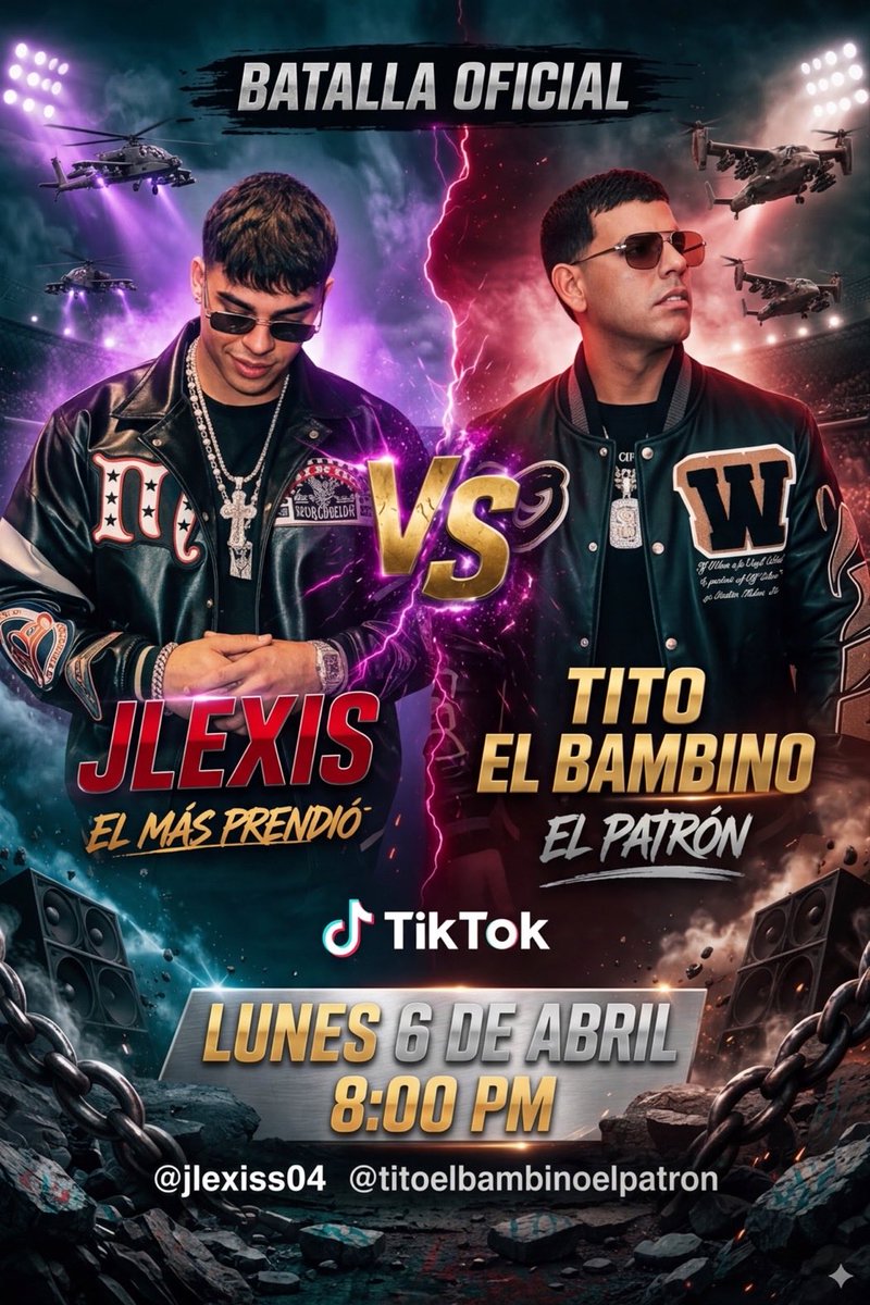 teamdanilexisof's tweet photo. Batalla oficial en Tik Tok de @Jlexispr 
LUNES 6 DE ABRIL! 

#NadieComoNosotros 
#jlexis https://t.co/0N8KlR4qM0