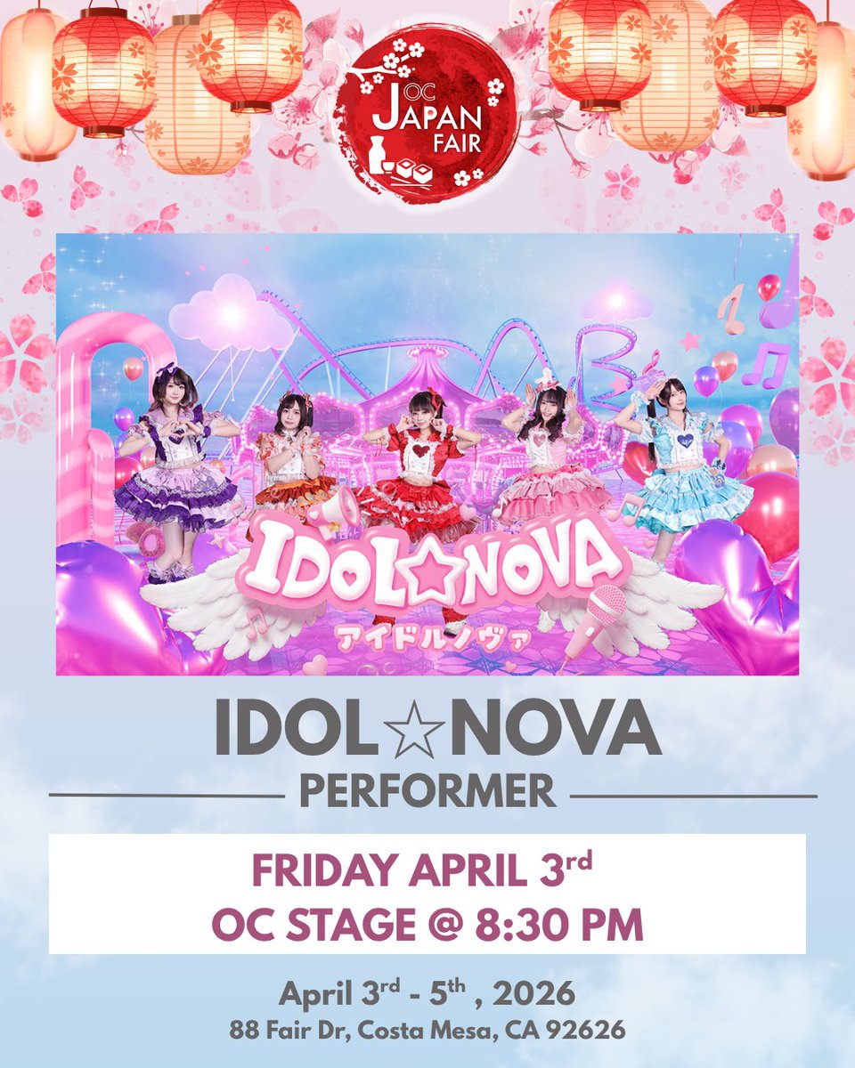 Hi Novies! ✨ Idol Nova is coming to <a href="/ocjapanfair/">OC Japan Fair 2021</a>  next! 🍡

🆕 We’ll be debuting our new theme park outfits at our OCJF performance! 🎡🎠
We’re looking forward to eating all the delicious food and performing our favorite songs to you! Let’s dance and sing together!
