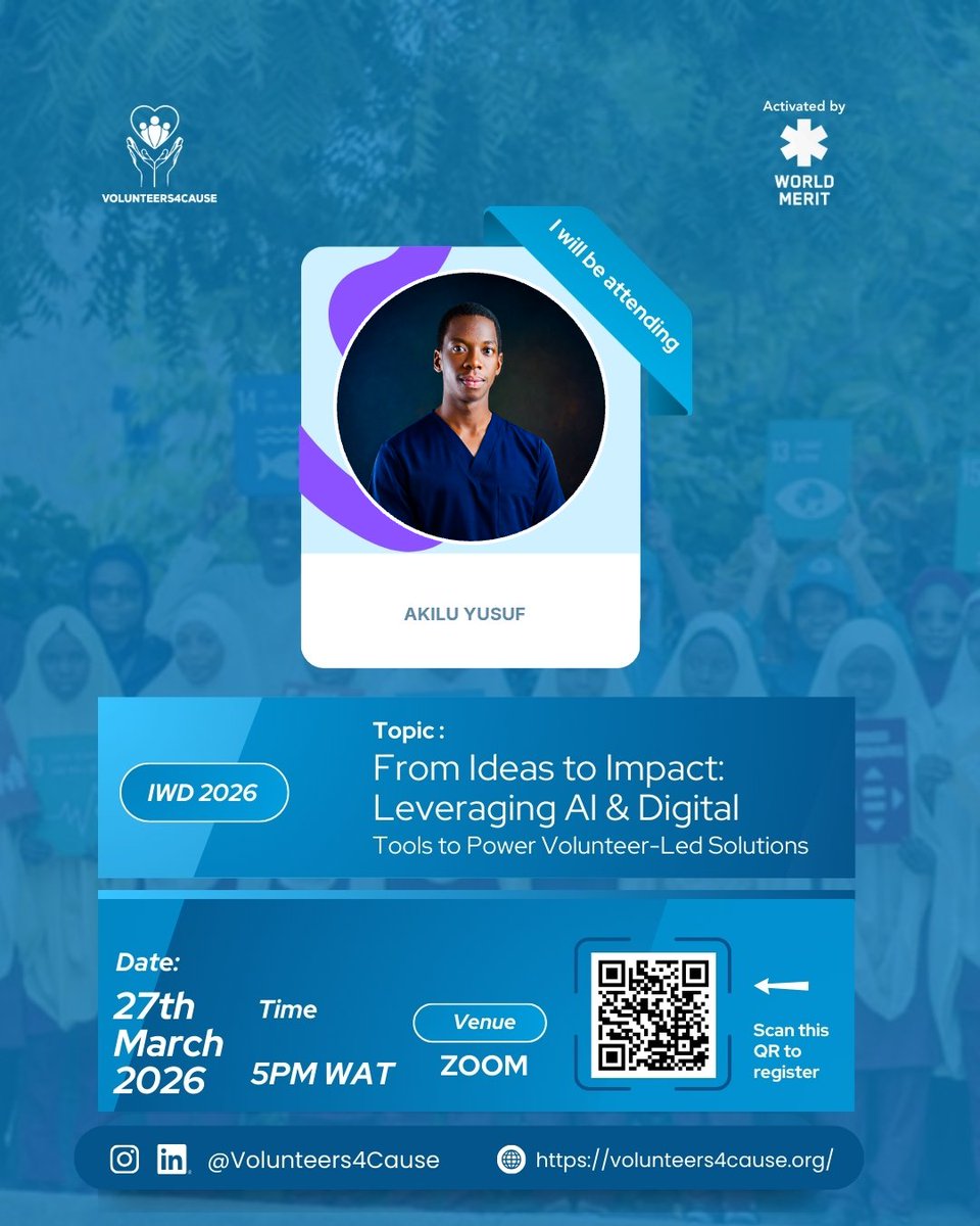 aqyl__u's tweet photo. Excited to share that I’ve completed the Ideas to Impact  webinar by @Volunteers4Cause and @WorldMeritOrg . https://t.co/Db0JSzrlWy