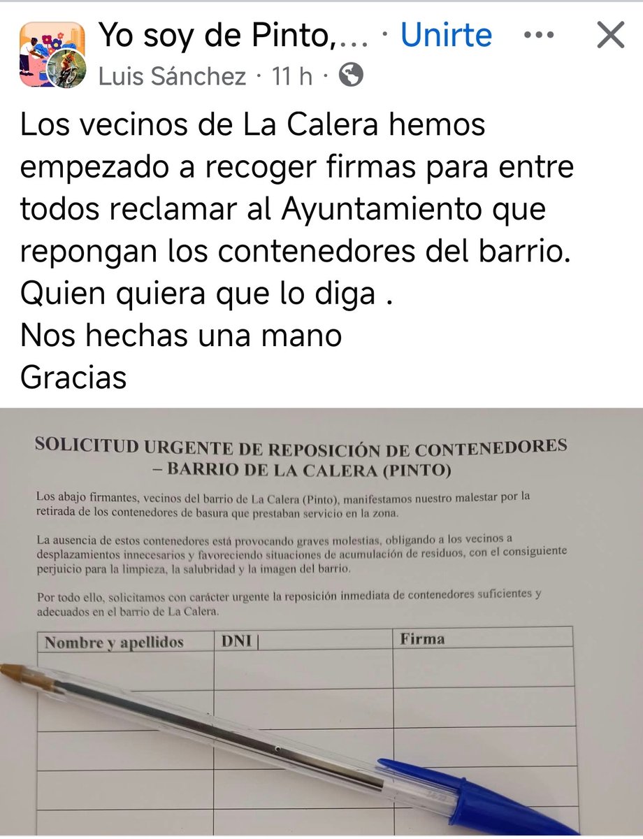 Nos cobran tasas de basura y nos retiran contenedores, Barrio de la calera, Emilio Zubiria... y esto no tiene nada que ver el gobierno central.
Nos sentimos engañados y robados.
<a href="/AytoPinto/">Ayuntamiento de Pinto</a> <a href="/Aguado_pp/">Salomón Aguado - Alcalde de Pinto</a> <a href="/popularespinto/">Populares de Pinto</a>
<a href="/psoepinto/">PSOE PINTO /♥️🏳️‍🌈💜</a> <a href="/PintoAvanza/">Pinto Avanza</a> <a href="/masmadridpinto/">Más Pinto</a> #Vox #UnidasPintoPodemos