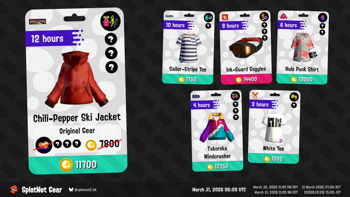 Up now on SplatNet: Chili-Pepper Ski Jacket with Haunt #splatnet2