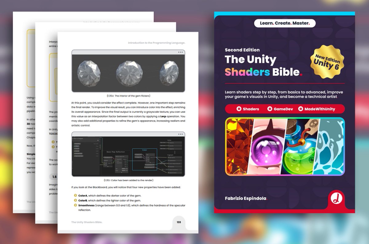 jettelly's tweet image. We’re updating "The Unity Shaders Bible" tomorrow, adding a new chapter on lighting, color, and shadows, plus 40+ pages of practical exercises. ✨

Currently $24.99 for a limited time: jettelly.com/store/the-unit…

#unity3d