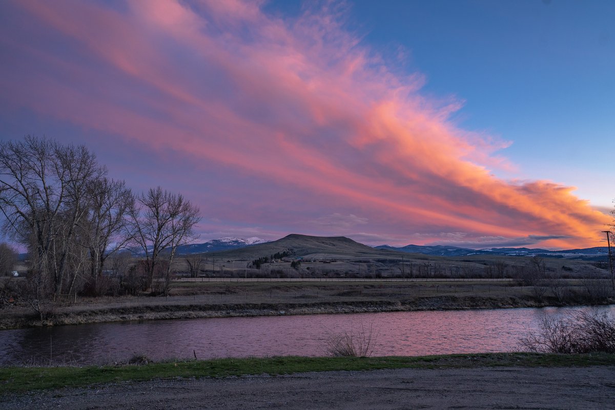 Sunset over the Clark Fork River near Gold Creek
