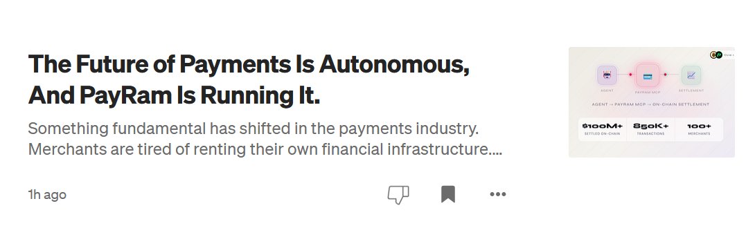 oviebest_2's tweet photo. I just participated in the $600 AI Prompt Challenge by PayRam | Search and Win Season 2.

It got me thinking more deeply about where payments are heading.

The payments industry feels like it is at a turning point. More merchants are getting tired of relying on third party infrastructure, and at the same time AI agents are starting to handle real transactions at scale.

I recently put together a deep dive on how @PayRamApp is approaching this and what it could mean for the future of commerce.

A few things that stood out to me:

‣ It is self hosted, so you are not relying on a middleman. No KYC requirements and you have full control over your funds and setup.

‣ It supports agent based payments. AI tools like Claude or GPT can create invoices and handle payment flows without constant human input.

‣ There is also a fiat to crypto bridge with support for a wide range of payment methods globally, and settlement happens on chain.

One line that stuck with me from Siddharth Menon was that the future of internet commerce will be built on infrastructure you own, not services you rent.

If you are curious, I shared a full breakdown here: https://t.co/YhIK8HA0Ob

If you want to explore it yourself, the campaign is still live on @SuperteamEarn: https://t.co/tR00me7G0A