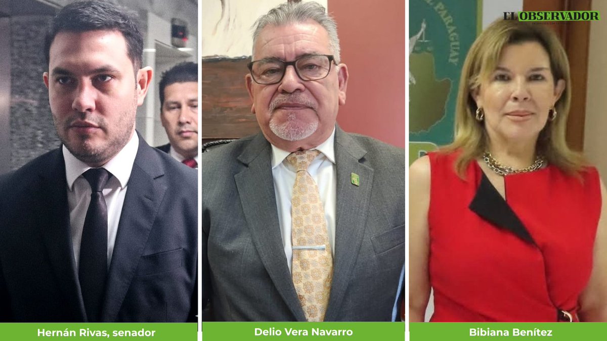 observapy's tweet photo. 🟩 Justicia arrodillada ante el poder de turno blanquea a Hernán Rivas

🟩 El sobreseimiento definitivo del senador colorado, Hernán Rivas, en el proceso por título falso de abogado, decretado ayer por los camaristas Delio Vera Navarro y Bibiana Benítez, es una evidencia clara del sometimiento de la justicia al poder de turno.

🟩 NOTA: https://t.co/9JsHS8sEIt