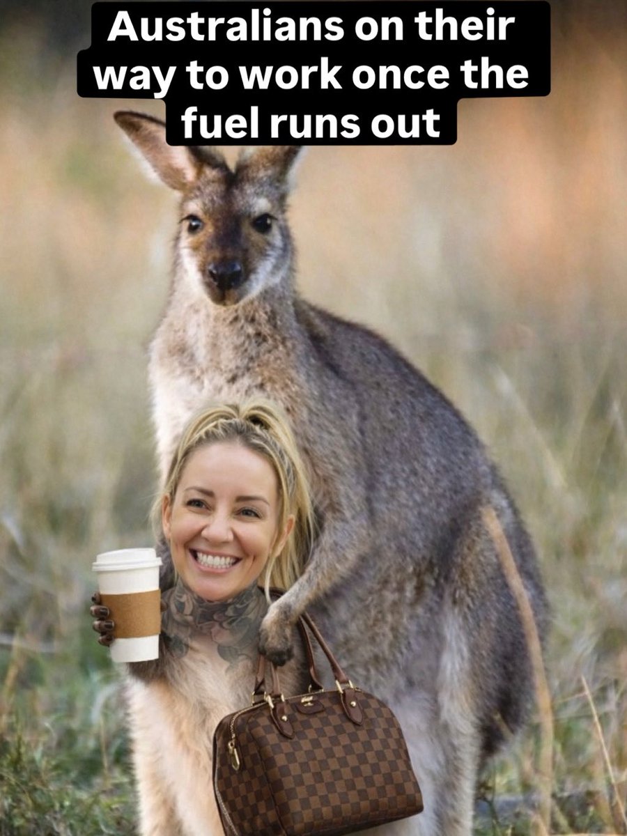 Retro_Maggie's tweet photo. Aussies on the way to work one the Fuel runs out. UberRoo https://t.co/4qQ86DEmLG