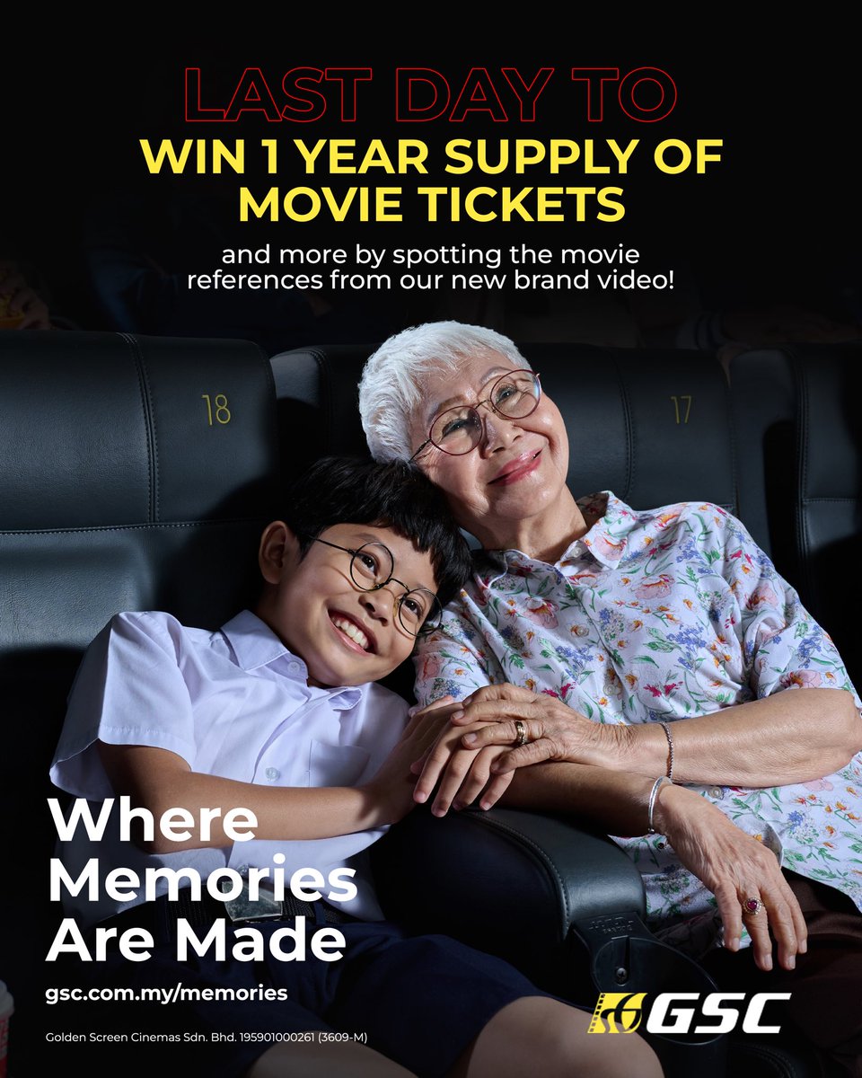 GSCinemas's tweet image. Last day to win a 1-year supply of movie tickets! 🎟️

How many hidden movie references can YOU spot? 🎥🔍 Don’t miss out! Hurry up and join now: gsc.com.my/memories 🔥

#GSC #WhereMemoriesAreMade