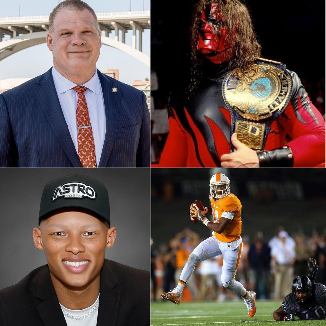 catchfence's tweet photo. Glenn Jacobs (AKA WWE Wrestler Kane) and NFL Quarterback Joshua Dobbs Named Dignitaries for Food City 500, April 12 at Bristol Motor Speedway 

 https://t.co/hL2QJVrzRu https://t.co/SDr0KJmg2Z