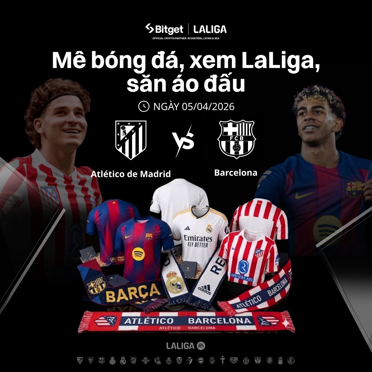 bitgetvietnam's tweet image. ⚽️ Mê bóng đá, xem LaLiga, săn áo đấu Barcelona, Real Madrid, Atlético 🔃

Fan bóng đá ơi, lẹ vào đây mà xem, chơi siêu dễ lại được tặng quà chính hãng, độc quyền, sang xịn mịn nè 😨

✅ Làm nhiệm vụ Gleam, mời thêm nhiều bạn để farm vô hạn điểm: